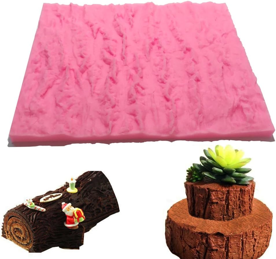 Mikiso Fondant Impression Mat Set,Silicone Tree Bark Texture Shape Cake Decorating Supplies for Cupcake Wedding Cake Decoration