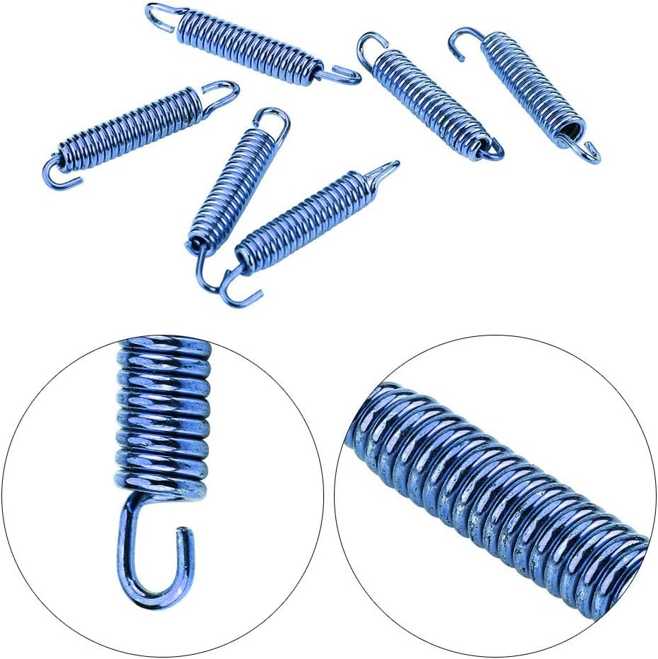 Amazon ｑiilu 6個 63mm エキゾーストパイプ 引張スプリング フックマフラーフック ステンレス鋼 オートバイスクーターatv用 青 マフラーステー バンド 車 バイク
