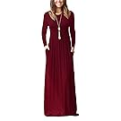 DEARCASE Women Long Sleeve Loose Plain Maxi Dresses Casual Long Dresses with Pockets