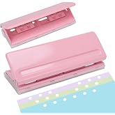 6 Hole Punch Adjustable Metal Puncher for A5 A6 Planners | 6-ring binder use, 6-sheet capacity, non-slip base, ruler and hole guide included