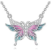 SHINYKEND Moissanite Butterfly Necklace for Women, 925 Sterling Silver Butterfly Pendant Necklace, Exquisite Jewelry Gift Birthday Anniversary for Her Wife Mother Daughter, 18+2 Inch