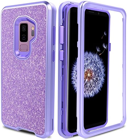 AMENQ Galaxy S9 Plus Case, Galaxy S9 Plus Case Purple, 3 in 1 Ultra Hybrid Heavy Duty Full Body Soft Gel Rubber TPU…