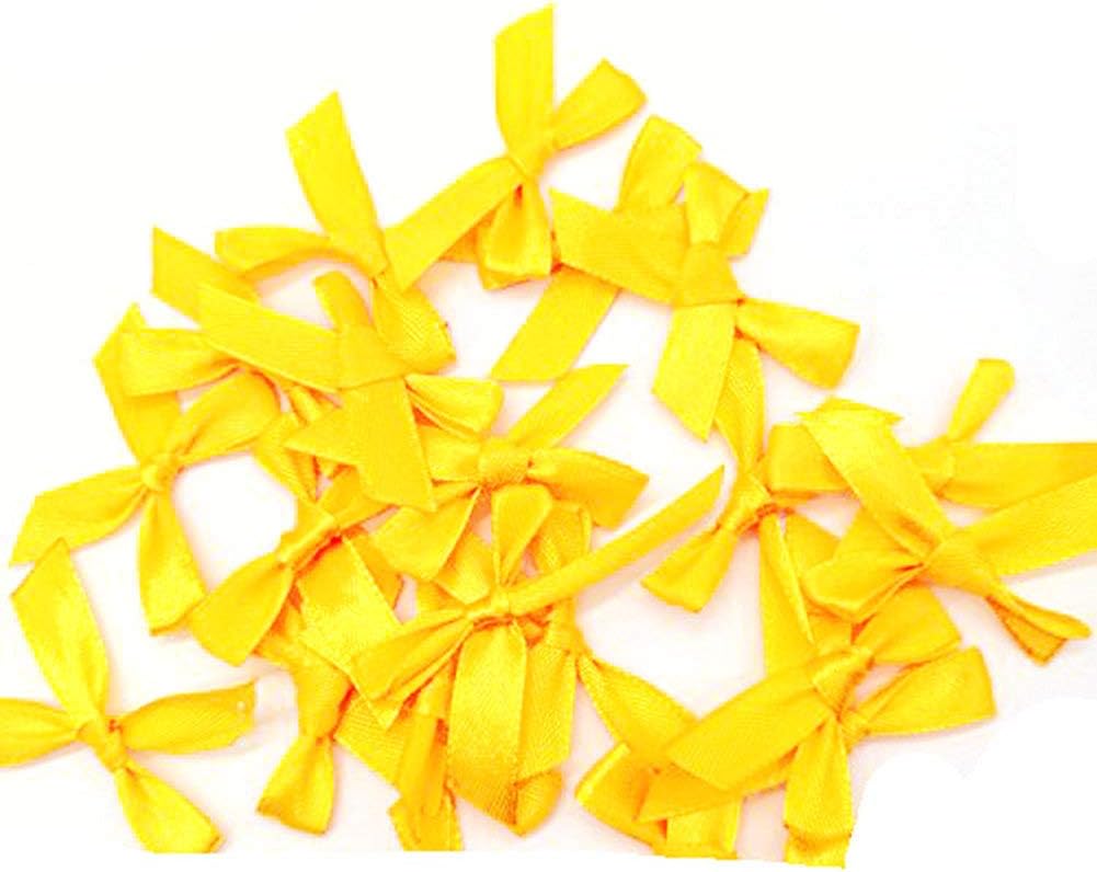 120 Pcs Romance Lovely Satin Ribbon Bow for Scrapbooking Card-Making Craft DIY Decoration (Yellow)