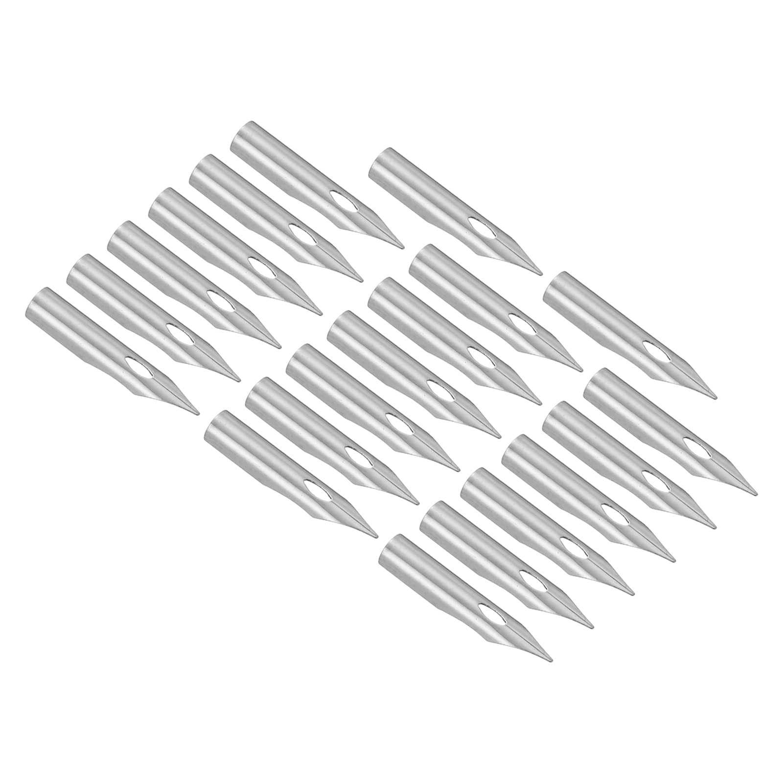 PATIKIL 0.38mm Line Width Fountain Pen Nib Replacement, 20 Pack 304 Stainless Steel Ink Dip Calligraphy Pen Nib for Drawing Writing, Silver