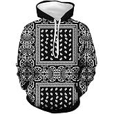 Black Bandana Hoodie for Men Women Bandanas Paisley Print Clothing Jacket Hip Hop Jogger Pants