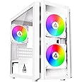 Apevia PHENOM-WH Phenom Micro ATX Gaming PC Case w/ 3x 120mm ARGB Fans, 366 RGB Light Modes, 2x Tempered Glass Panels, Front Panel Airflow Vents, Magnetic Dust Filters, 2x USB3.0, HD Audio Port, White
