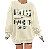 Weripoah Reading Is My Favorite Sport Sweatshirt Bookish Gifts for Women Book Lovers Sweatshirts Teacher Graphic Pullover