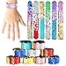 KUUQA 22 Pcs Magic Sequin Mermaid Bracelets 2-Color Reversible Sequins Glitter Slap Bracelets Wristbands for Kids Little Mermaid Birthday Party Favors Bags Supplies (Random Colors)