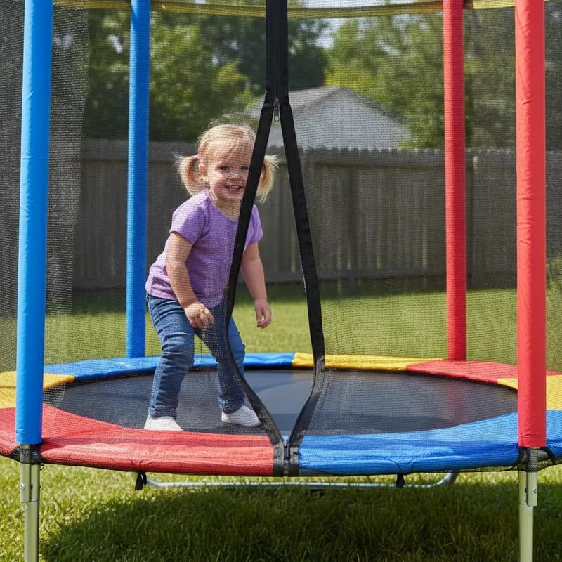 Cama Elástica Pula Pula Infantil Trampolim 1,4m Lona de Salto Preta Proteção de Molas Colorida Para Área Interna e Externa Henri Trampolim