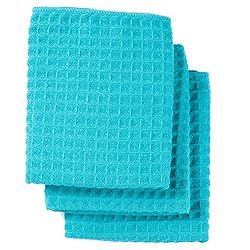 See Microfiber Thick Waffle Weave Kitchen Towels Dish Cloth 3 Pack 16inch X 19inch Aqua Details