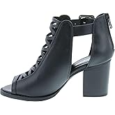 Soda Aran ~ Women Open Toe Crisscross Straps Back Zipper High Heel Fashion Sandal with Adjustable Ankle Strap