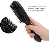 yuytee Beard Brush Natural Bristle Long Handle Wood Mustache Comb for Men Black view 4