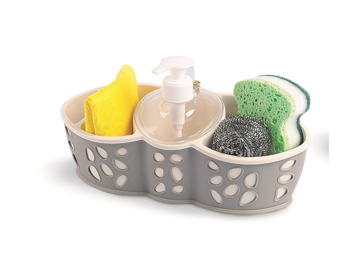 Sponge Bursh Holder Refillable Soap Dispenser Bath Kitchen Sink Tidy In 3 Colors (Caddy-01)