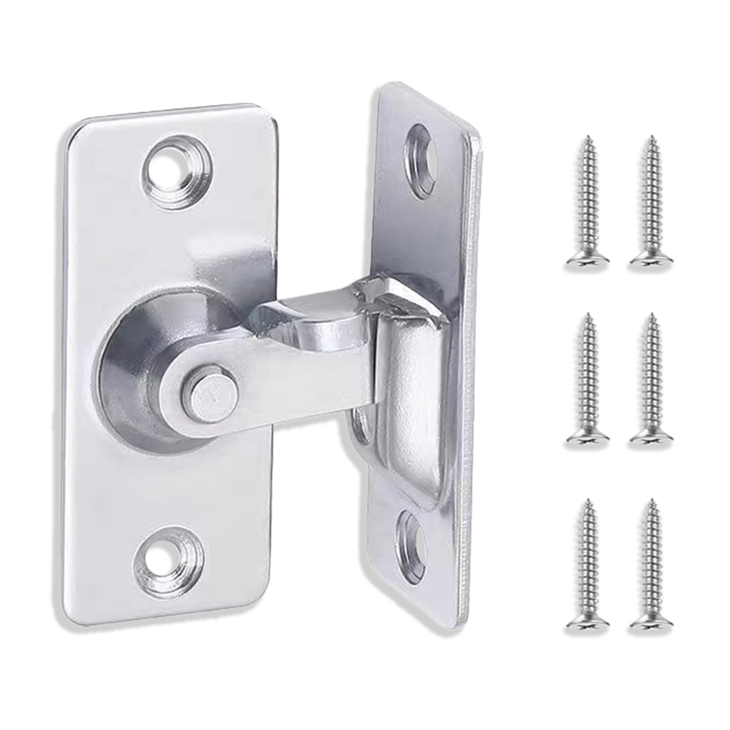 UBRAVE 90 Degree Door Lock Slide Gate Latch,Stainless Steel Angle Door Latch Buckle, Stainless Steel Brushed Finished,for Barn, Garden, Bathroom,Outdoor, Garage,Window,Sliding Door (Silver-1 Pack)