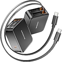 Picture of SUPERONE 62W Retractable Wall Charger with Dual Cables, 3-Port USB C Charger Block, 35W Phone Chargers Fast Charging for iPhone 17/16/15 Series, Pad, Tablet, LG, Samsung and More