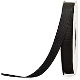 YAMA 1/2 inch Solid Grosgrain Ribbon Roll - 25 Yards for Gift Wrapping Ribbons, Black