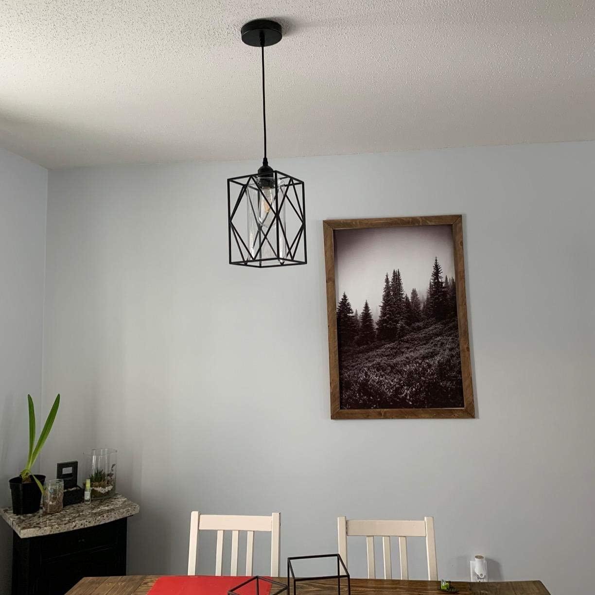 HMVPL Adjustable Pendant Lighting Fixture, Modern Iron Industrial Mini Swag Hanging Lamps with Glass Shade for Kitchen Island Bedroom Hallway Bar Living Room - - 