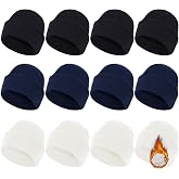 ZH 12-Pack Knitted Winter Beanie Hats for Men and Women, Warm and Cozy Cuffed Skull Caps, Bulk Purchase