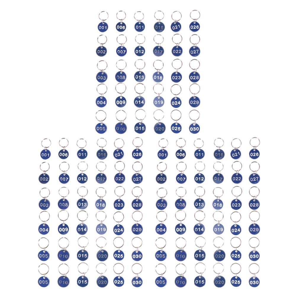 Blue Metal Number Tags 1-100 with Key Rings for Luggage, Home, Office, Hotel, and Classification Use