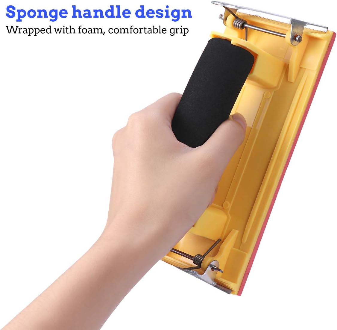 OUNONA Hand Grip Sandpaper Holder Sponge Handle Handheld Sand Paper Frame Grinding Polished Tools For Walls Woodworking Sanding Abrasive Tools (Yellow) - Image 4