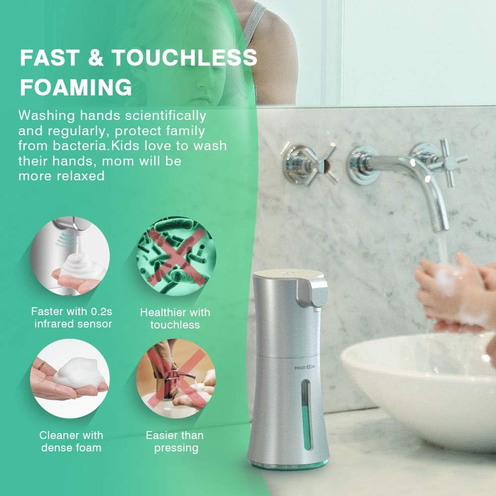 [Updated Version] HadinEEon Automatic Soap Dispenser, 12 Oz Touchless Foam Soap Dispenser, Waterproof Foaming Hand Soap Dispenser for Bathroom, Kitchen: Home & Kitchen