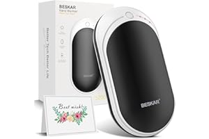 BESKAR Rechargeable Hand Warmer, 5200mAh Electric Hand Heater, Double-Sided Heating, USB Quick Charge, Portable Pocket Hand Warmer for Outdoor, Golf, Raynauds - Winter Gift