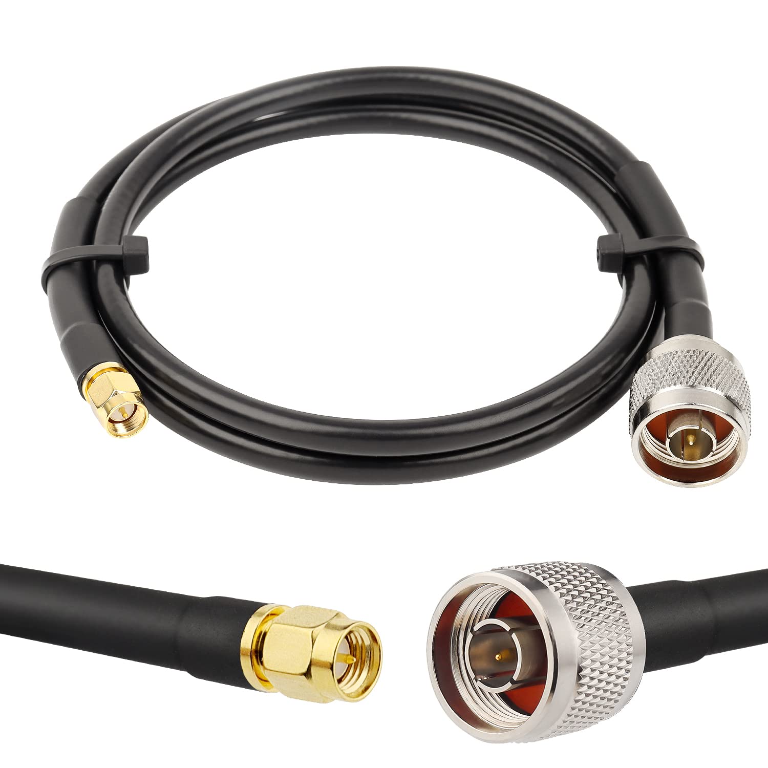 MOOKEERF 3ft Low Loss N Male to SMA Male Coax Cable, 50 ohm Jumper Cable KMR240 Antenna RF Coaxial Cable for WiFi Router, GPS Receiver, Antenna, RF Radio, Signal Booster Use — image 1