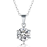 IMOLOVE Moissanite Solitaire Pendant Necklaces for Women Sterling Silver with 18K White Gold Plated 1-3 Carat D Color VVS1 Clarity Mossanite Jewelry for Women