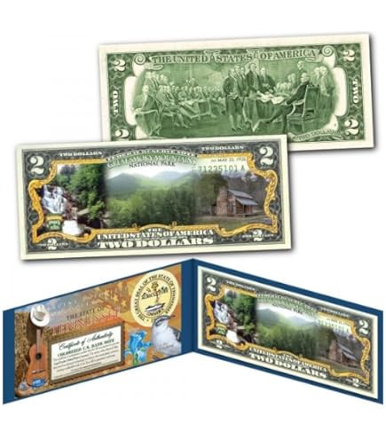 Yellowstone National Park Big 5 Animals Collectible Art - 150 Years Wildlife Commemorative $2 Bill With Display Certificate