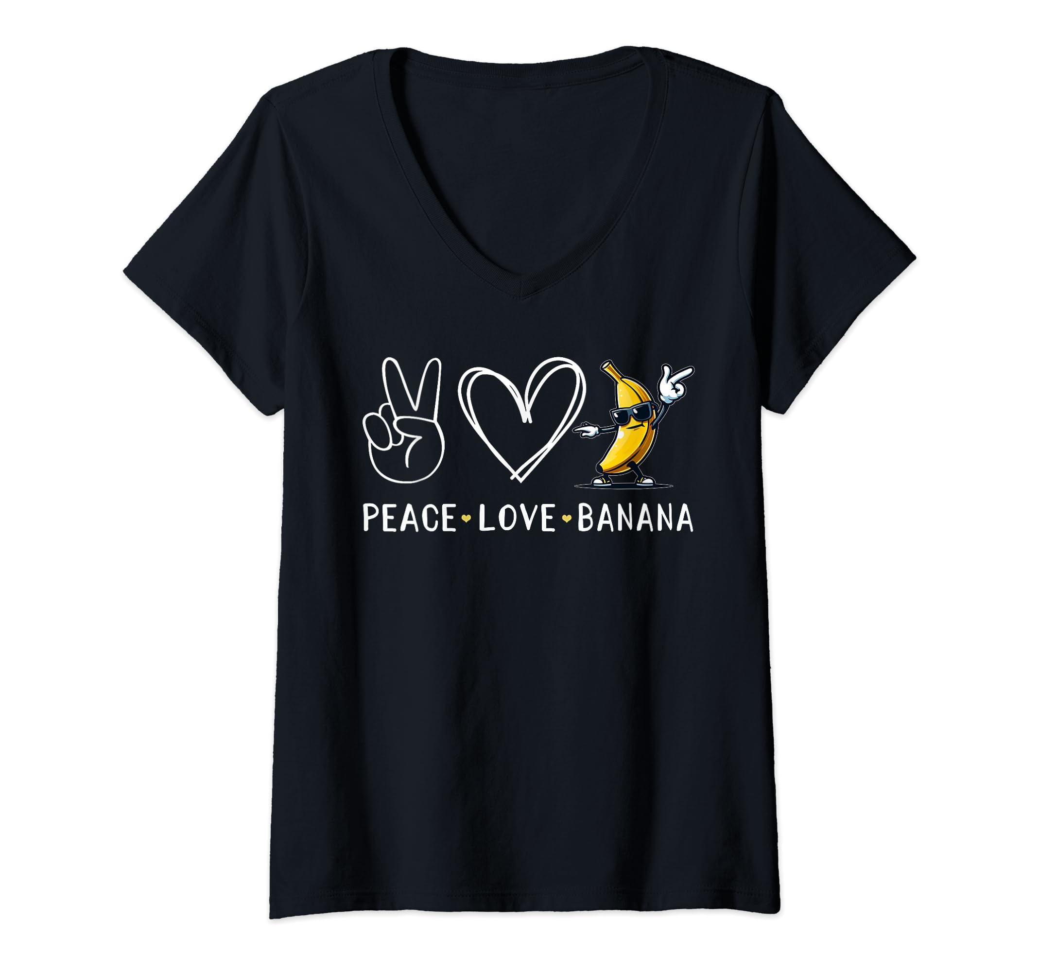 Photo 1 of Womens Funny Love Bananas Shirt Cute Banana Gifts Peace Love Banana V-Neck T-Shirt