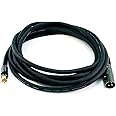 Monoprice XLR Male to RCA Male Cable - 15 Feet - Black, 16AWG Shielded Twisted Pair Oxygen-Free Copper Braid Conductors, E21 Gold Plated Connectors - Premier Series