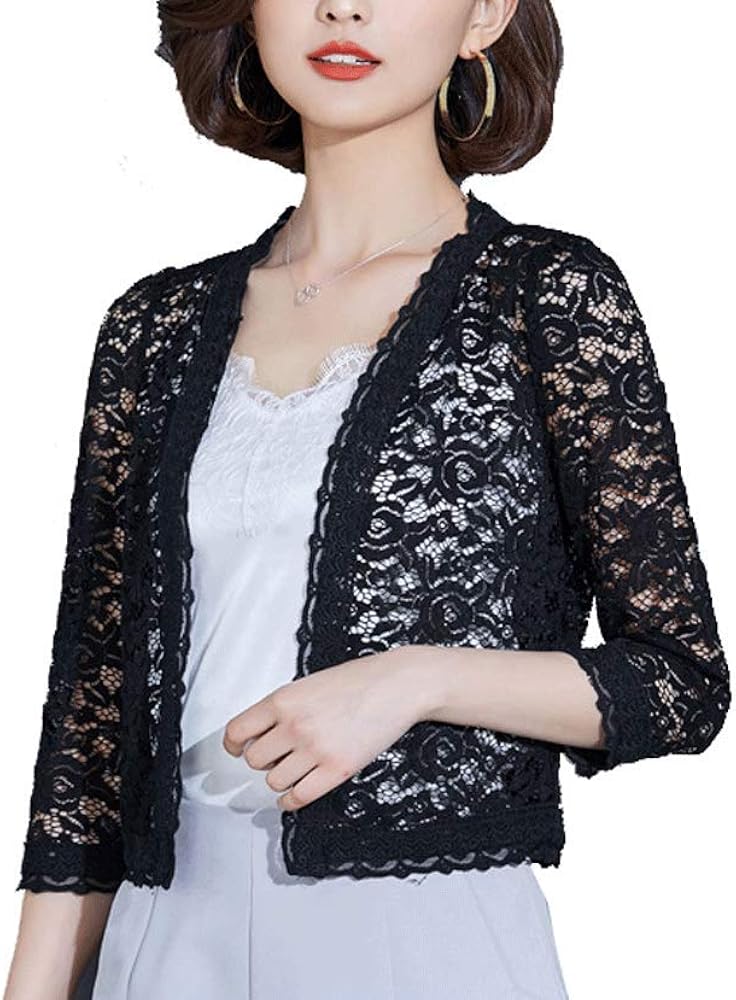 Maidow Women's Lace Shrugs Open Front Formal Wedding Bridal Shrugs