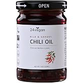 24Vegan - Garlic Chili Oil | 100% Vegan, Gluten-Free, No MSG Garlic Chili Crisp Oil | Non-GMO (7.5oz)