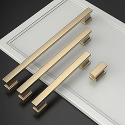 Amerdeco 10 Pack Brushed Brass Cabinet Pulls 3-3/4