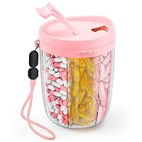 AUVON Large Pill Organizer, Pill Dispenser for Holding 6 Various Vitamins, Pill Box Case with Anti-Mixing & Wide Opening Design, Easy to Retrieve Meds, Includes 20 Pcs Stick-on Labels