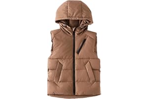 Teen Girls Padded Puffer Vest Kids Winter Warm Sleeveless Hooded 𝐉ackets Boys Zip up Quilted Coat Fall Cute Puffy