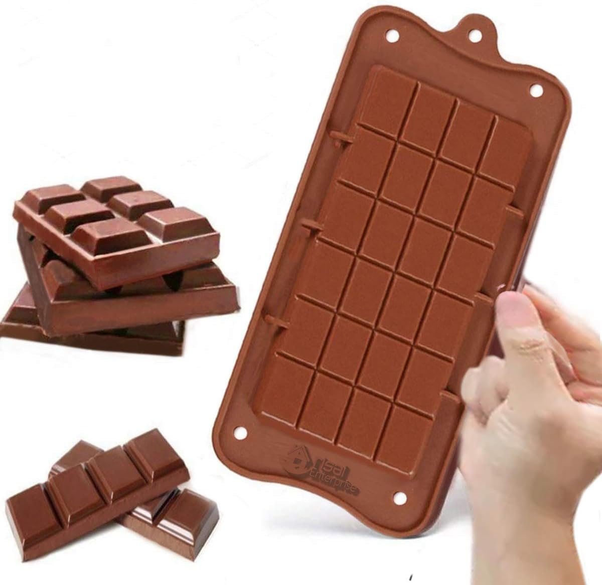 Risai Mini Chocolate Bars Mould, 24 Cavities Non-Stick Silicone Moulds, Break Apart Chocolate Bar Maker, Chocolate Bar Mold, Baking Soap Resin DIY Wax Melt Mold