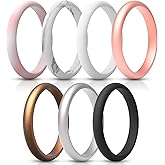ThunderFit Women's Silicone Wedding Ring Sets, Thin and Stackable Rubber Wedding Bands, 2.6mm Wide, 2.1mm Thick, Variety Multipack 1/4/6/7/8/9