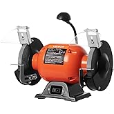 VEVOR Bench Grinder, 6-inch Single Speed Bench Grinder, 3450RPM High-Speed Table Grinders with 250W 2.1A 1/3Hp Induction Motor, 36/60-Grit Grinding Wheels &amp; LED Work Light for Fast Sharpening Grinding