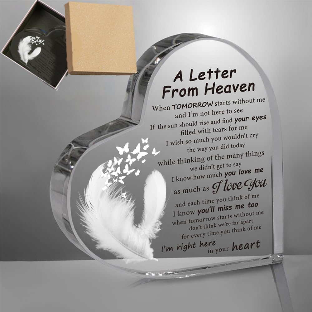 ORIGACH A Letter from Heaven Heart Sympathy Memorial Bereavement Gifts Acrylic Condolence Remembrance Gift for Loss of Loved One Table Decoration — image 1