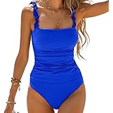 Tankini Swimsuits for Women Swimwear Ruffle Square Neck High Waisted Tummy Control Two Piece Swimsuit Vintage Bathing Suit