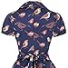 Womens 1950s Navy Blue Vintage Dress Retro Audrey Hepburn Dress with Removable Belt
