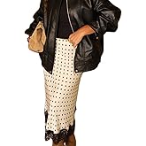 Women Lace Satin Maxi Skirt Y2K Lace Trim Silk Half Slip Skirt High Waist Silk A Line Long Underskirt Going Out