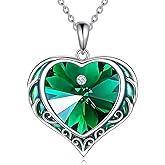 AINFQY Necklaces for Women, Love Heart Pendant with Austrian Crystals, Jewelry Gifts for Wife, Sterling Silver Heart Necklaces, Birthday or Chrismas Holiday Gifts for Her, Mom