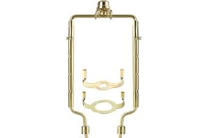 GO&SO Gold Adjustable Lamp Shade Holder,7 8 9 10 inch Lamp Harp Kit,Fit both Standard Lamp Rod and E26 Light Base UNO Fitter Adapter,DIY Lamp Shade Holder Replacement,for Table & Floor Lamps