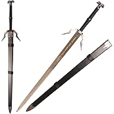 ZKBWFLA Full Metal Geralt's Silver Steel Sword 125cm/48.8 inches,Stainless Steel,White Wolf Aerondight Silver Sword Handmade Anime Cosplay Prop for Display and Collection
