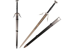 ZKBWFLA Full Metal Geralt's Silver Steel Sword 125cm/48.8 inches,Stainless Steel,White Wolf Aerondight Silver Sword Handmade Anime Cosplay Prop for Display and Collection