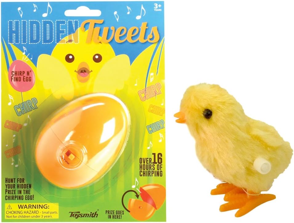 Hidden Tweets 2PC Easter Set Chirp N' Find Easter Egg and Windup Hopping Chick, Assorted Colors
