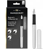 MANUSCRIPT Beginner's Calligraphy Set, Dodec Pen, 2 Nib Sections | Dodec fountain pen, 2 oblique italic nib sections, 2 ink cartridges and converter. Beginner calligraphy starter set.
