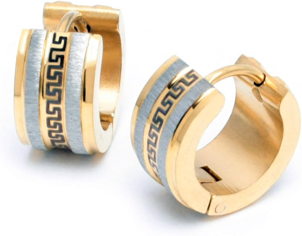 Edelstahl Herren Ohrringe Klapp-Creolen silber gold ...